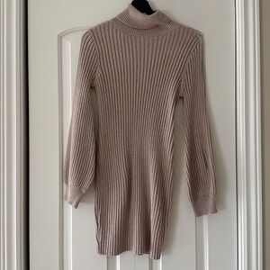 SHEIN Taupe Ribbed Knit Sweater Dress